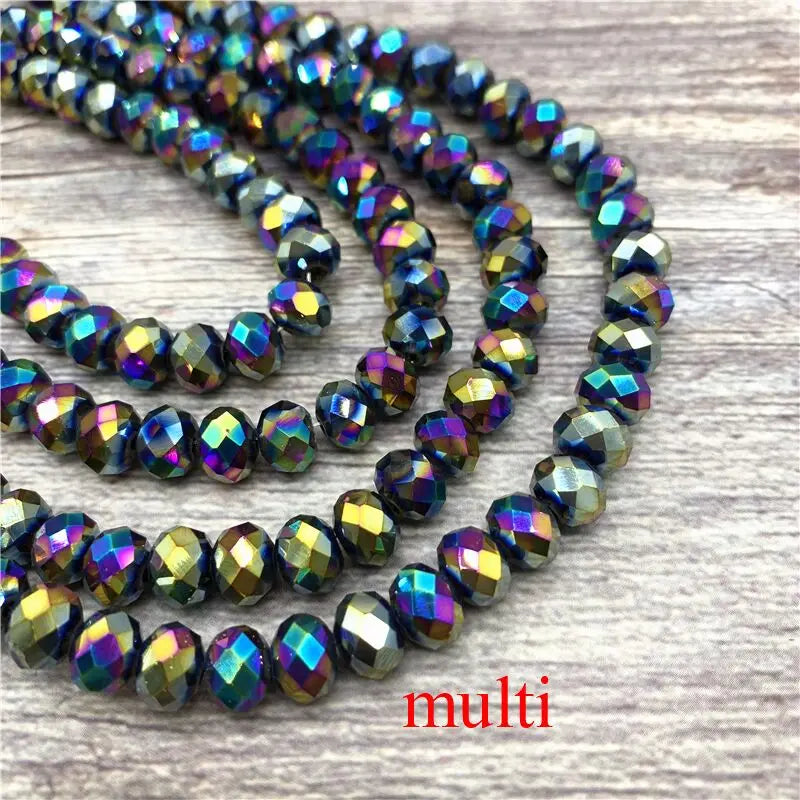 2X3/ 3X4/ 4X6/ 6X8mm Crystal Beads Metallic Multicolor Glass Beads for Jewelry