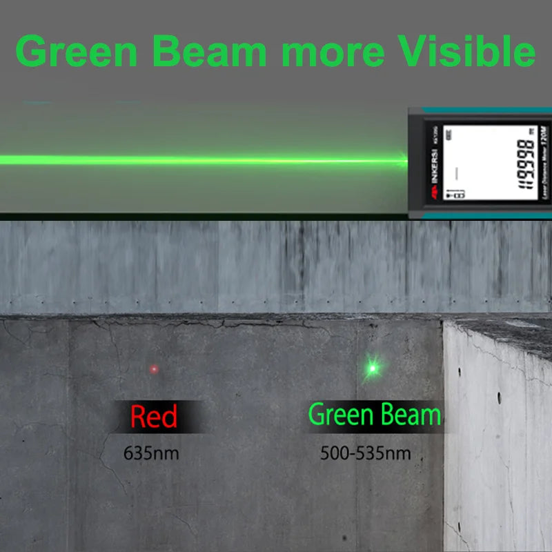 INKERSI Laser Distance Meter 50/100/120M Laser Tape Measure Rangefinder Digital Construction