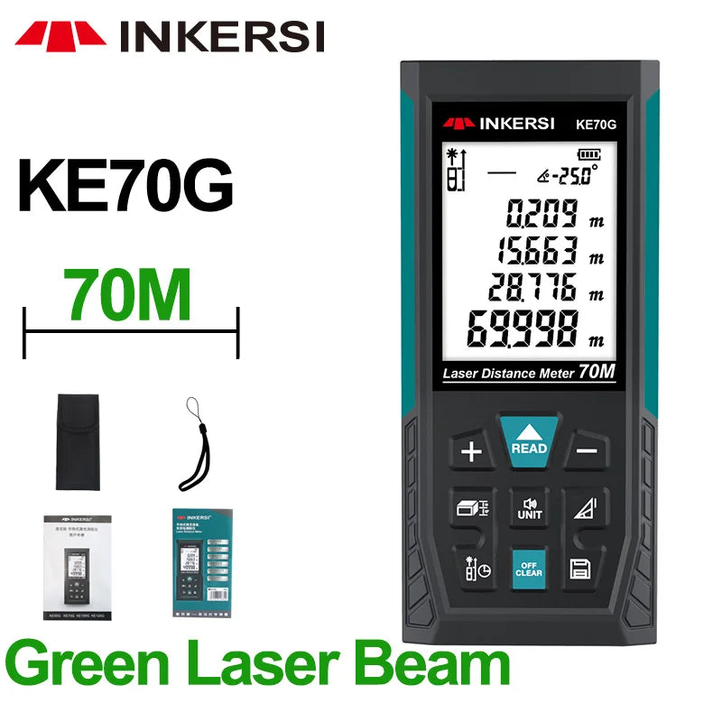 INKERSI Laser Distance Meter 50/100/120M Laser Tape Measure Rangefinder Digital Construction