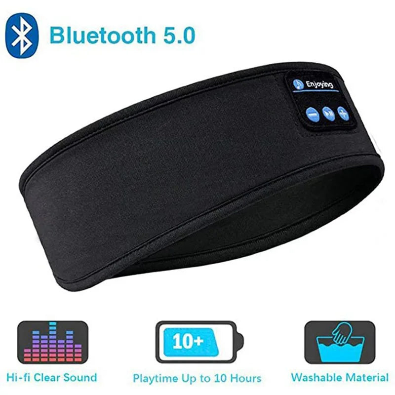 Wireless Bluetooth Sleeping Headphones Headband Thin Soft Elastic Comfortable Music Ear Phones Eye Mask For Side Sleeper Sports