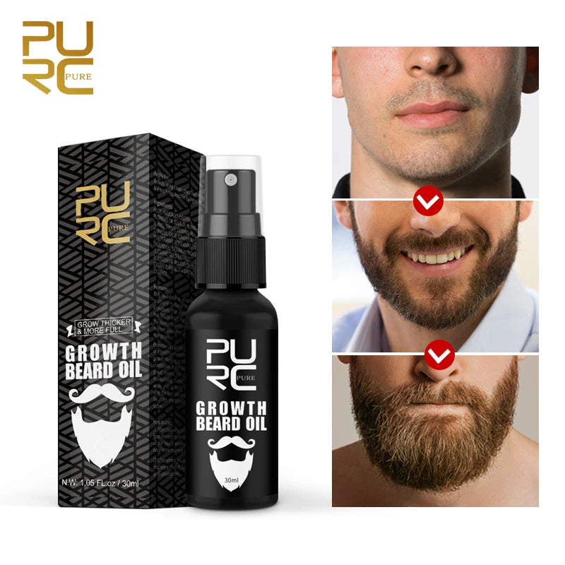 PURC Beard Growth Oil for Men Hair Growth Products Thickener Nourishing Beard Grooming Treatment Beard Care