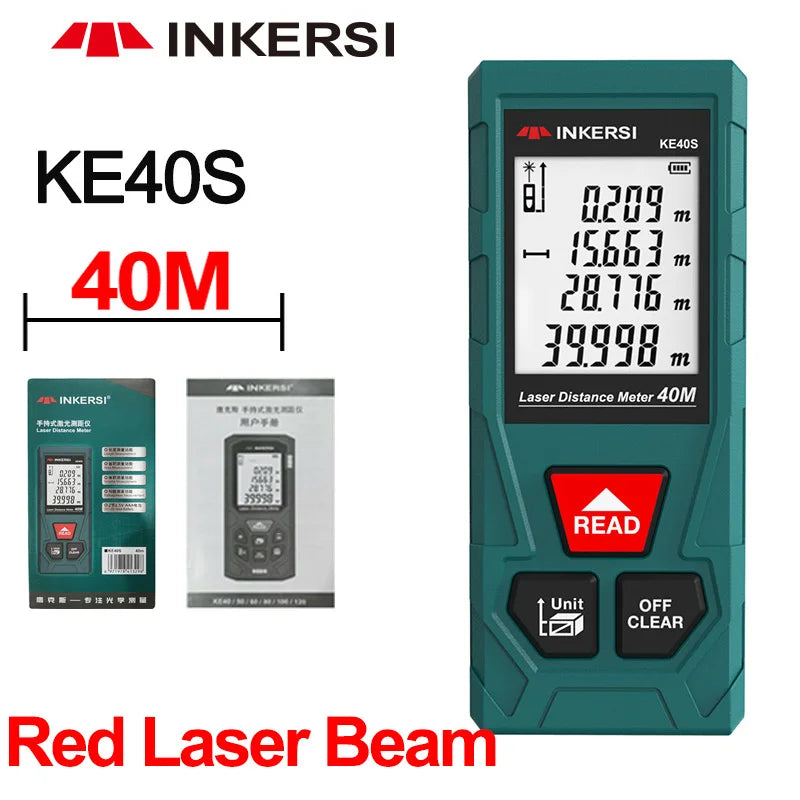 INKERSI Laser Distance Meter 50/100/120M Laser Tape Measure Rangefinder Digital Construction