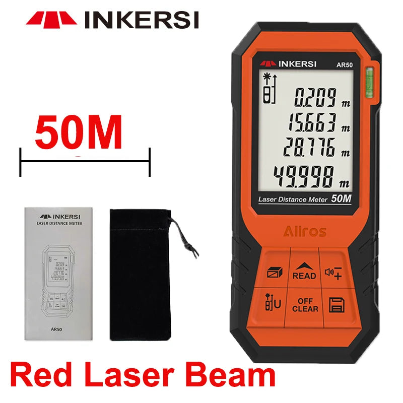 INKERSI Laser Distance Meter 50/100/120M Laser Tape Measure Rangefinder Digital Construction