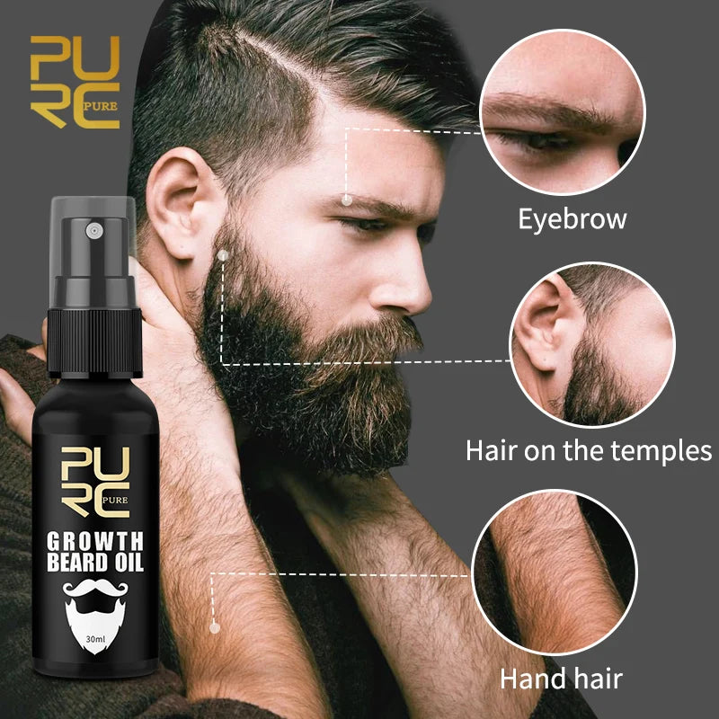 PURC Beard Growth Oil for Men Hair Growth Products Thickener Nourishing Beard Grooming Treatment Beard Care