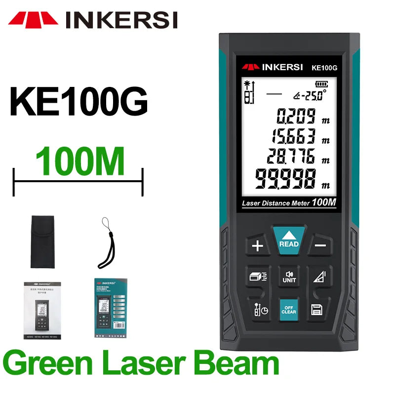 INKERSI Laser Distance Meter 50/100/120M Laser Tape Measure Rangefinder Digital Construction